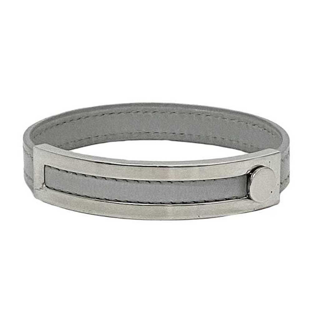HERMES Silver Leather Bracelet